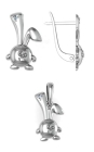 Комплект серебрянных украшений с фианитами серьги+ подвеска