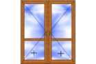 Балконная дверь Лиственница (двустворчатая, поворотная с глухим окном)