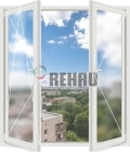 Двустворчатое окно Rehau Blitz 60 (поворотно-откидное + поворотное)