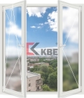 Двустворчатое пластиковое окно KBE 70 (поворотно-откидное + поворотное)