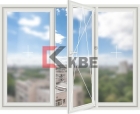 Трехстворчатое окно KBE 58 (глухое+поворотно-откидное+глухое)