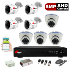 Комплект видеонаблюдения - 4 цилиндрических и 4 купольных AHD камеры 5.0MP
