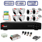 Комплект видеонаблюдения - 4 цилиндрических и 4 купольных AHD камеры FullHD 1080P/2Mpx  