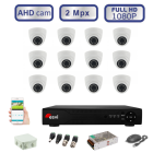 Комплект видеонаблюдения через интернет внутренний для помещений на 12 AHD камер FULLHD 1080P/2MPX 