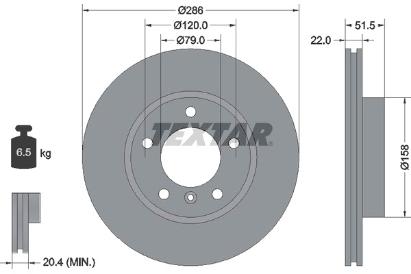 Тормозной диск арт: TEXTAR 92055605