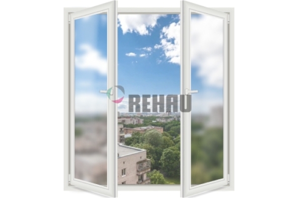 Двустворчатое окно Rehau Geneo 86 (2 поворотных окна)