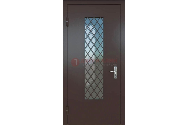 Металлическая дверь с терморазрывом решеткой и стеклом ДС-7