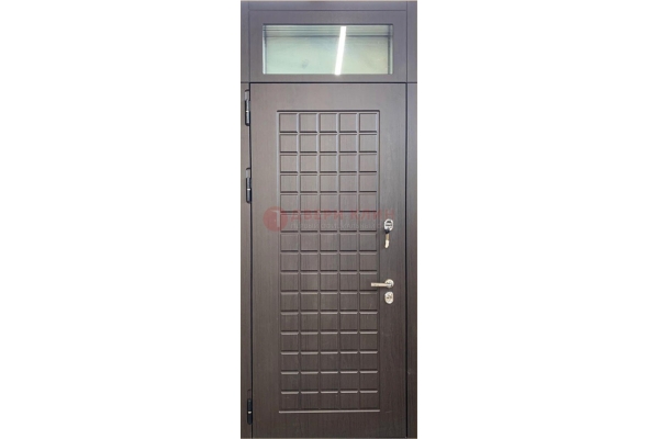 Железная тамбурная дверь с панелью МДФ и фрамугой ДМ-337