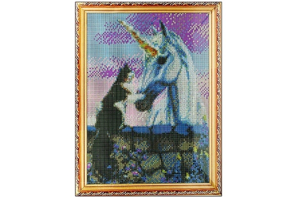 Картина алмазная &quot;Tukzar&quot; 30*40см Единорог и котик, на подрамнике, частичное заполнение