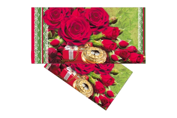 Конверт для денег Русский дизайн "Красные розы", 85*165мм, лакированный