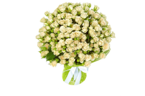 Букет из 55 белых кустовых роз