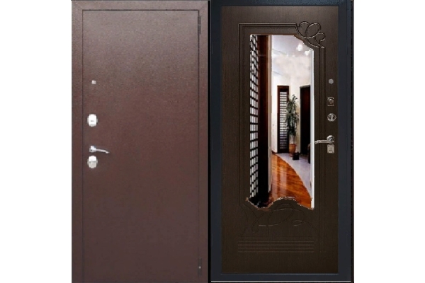 Дверь входная с зеркалом «АМПИР» Венге