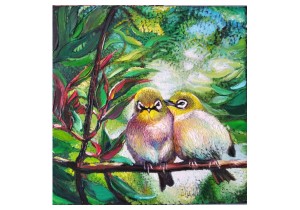 Картина маслом на заказ «Дружные пташки»