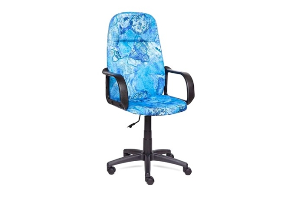 Кресло для персонала LEADER ткань,принт Карта на синем