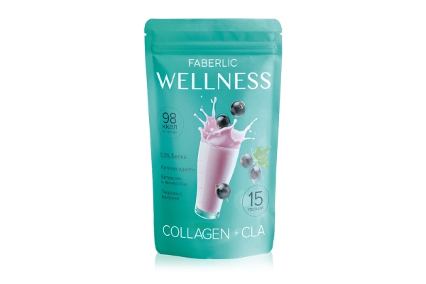 Протеиновый коктейль Wellness с коллагеном и CLA. Вкус: чёрная смородина