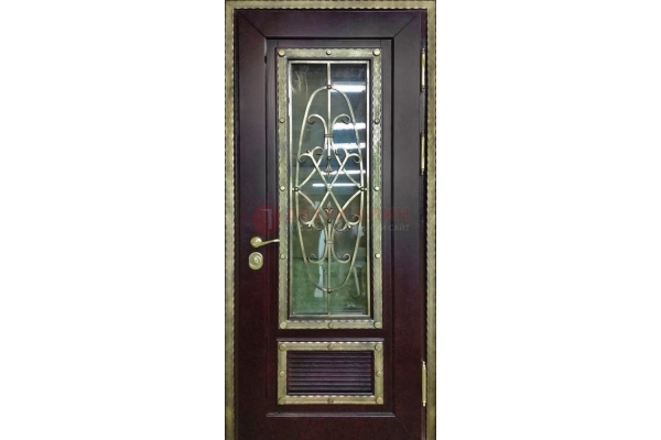 Металлическая входная дверь с терморазрывом с ковкой и стеклом ДМ-167