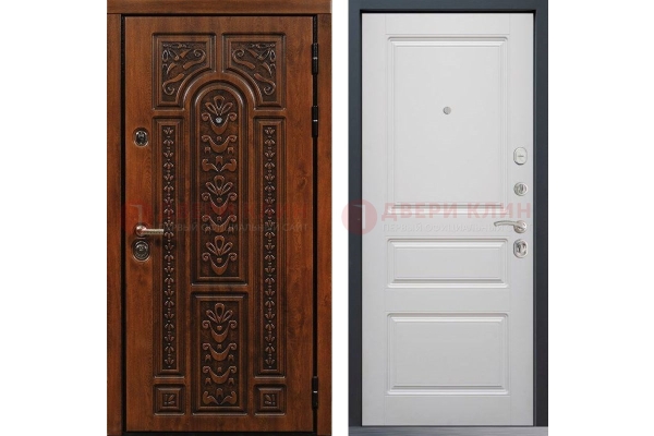 Входная коричневая дверь с виноритом ДВТ-228