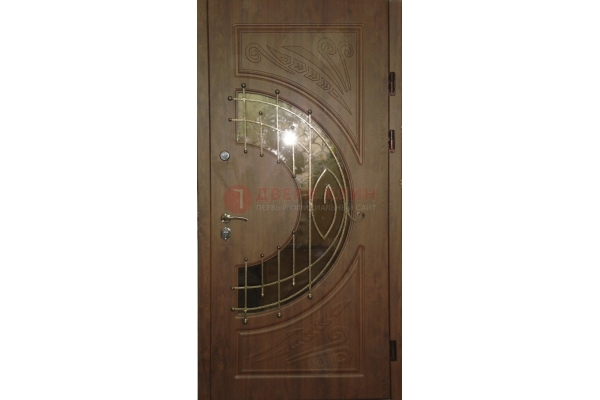 Входная железная дверь с терморазрывом со стеклом и ковкой ДСК-8