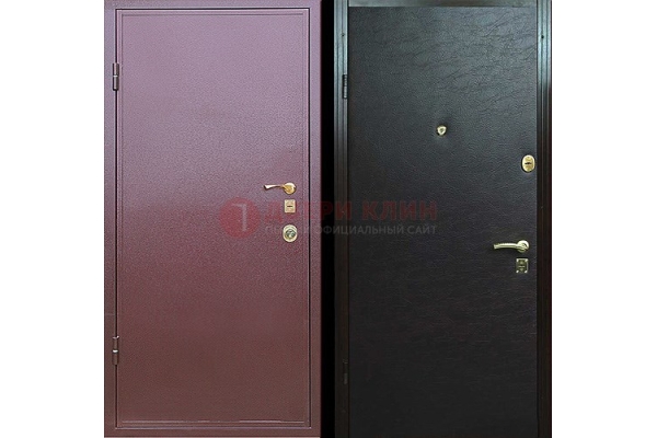Бордовая металлическая дверь с порошковым напылением ДП-21