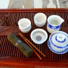 Чайный набор (белый с голубым узором)