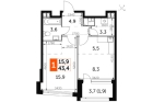 1-комнатная квартира, этаж 23, 43.3 кв.м. «ЖК Роттердам (Rotterdam)»