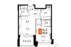 1-комнатная квартира, этаж 13, 42,6 кв.м. «ЖК Роттердам (Rotterdam)»