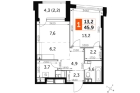 1-комнатная квартира, этаж 22, 45.9 кв.м. «ЖК Роттердам (Rotterdam)»