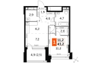 1-комнатная квартира, этаж 18, 43.2 кв.м. «ЖК Роттердам (Rotterdam)»