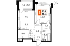 1-комнатная квартира, этаж 31, 46,3 кв.м. «ЖК Роттердам (Rotterdam)»