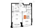 1-комнатная квартира, этаж 2, 42,5 кв.м. «ЖК Роттердам (Rotterdam)»