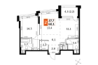 2-комнатная квартира, этаж 8, 54 кв.м. «ЖК Роттердам (Rotterdam)»