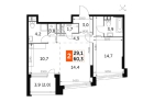 2-комнатная квартира, этаж 11, 60,3 кв.м. «ЖК Роттердам (Rotterdam)»