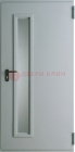 Белая металлическая техническая дверь с декоративной вставкой из стекла ДТ-9