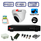 Комплект для видеонаблюдения - 1 антивандальная всепогодная Full HD IP камера 1080P/2Mpx  