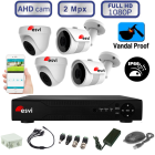 Комплект видеонаблюдения (2 уличных и 2 купольных антивандальных камеры FullHD 1080P/2 Мегапикс)   