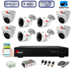 Комплект видеонаблюдения (4 цилиндрических и 4 купольных антивандальных камеры FullHD 1080P/2 Мегапикс)   