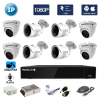 Комплект видеонаблюдения через интернет на 4 цилиндрических и 4 купольных антивандальных IP камер FullHD 1080P/2Mpx  