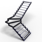 Металлический каркас лестницы с поворотом