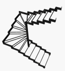Металлокаркас лестницы с поворотом на 180 градусов