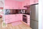 Розовая кухня угловая