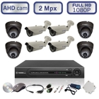Комплект видеонаблюдения (4 цилиндрических и 4 купольных антивандальных камеры FullHD 1080P/2 Мегапикс) 