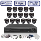 Комплект видеонаблюдения из 16 антивандальных всепогодных уличных камер FullHD 1080P/2Mpx