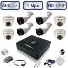 Готовый HD комплект из 4 уличных и 4 купольных камер видеонаблюдения 720P/1Mpx(light)