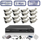 HD комплект из 16 уличных камеры видеонаблюдения FullHD 1080P/2Mpx