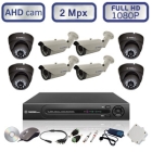 Комплект уличной системы видеонаблюдения из 4 цилиндрических и 4 купольных антивандальных камер FullHD 1080P/2Mpx