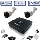 Готовый HD комплект видеонаблюдения  - 2 уличных камеры 720P/1Mpx (light) с монтажным комплектом