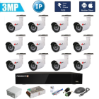 Комплект для видеонаблюдения - 12 уличных IP камер 3 Мп (2048*1536) 