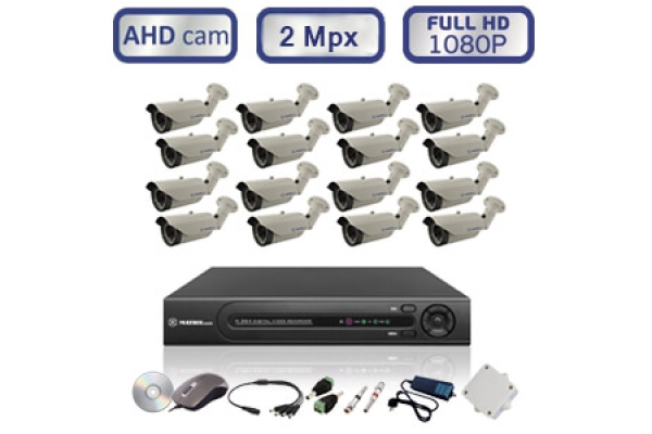 Комплект для видеонаблюдения - 16 уличных IP - камеры FullHD 1080P/2Mpx