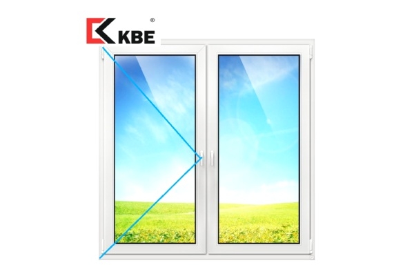 Двустворчатое окно KBE 70 (поворотное + глухое)