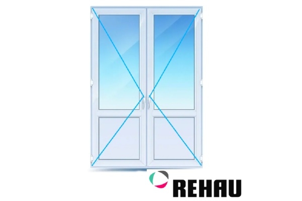 Балконная дверь Rehau Intelio 80 (двустворчатая, поворотная с глухим окном)